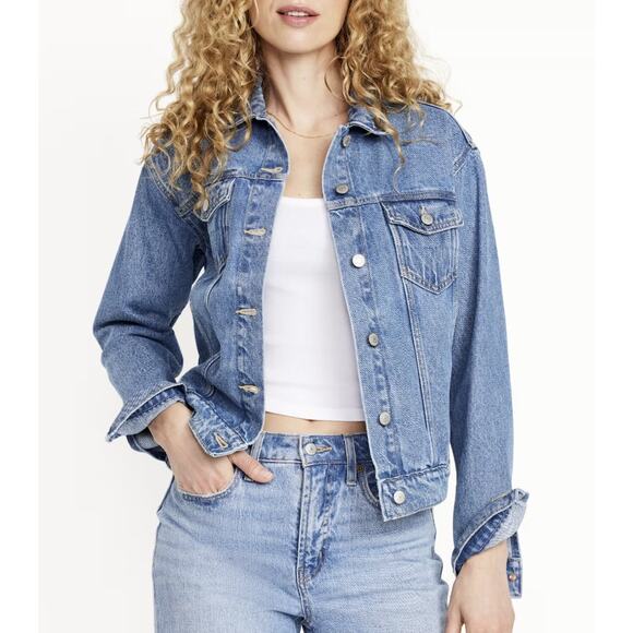 Old Navy Button Front Denim Jean Jacket Medium Wash Plus Size XXL - Picture 2 of 11